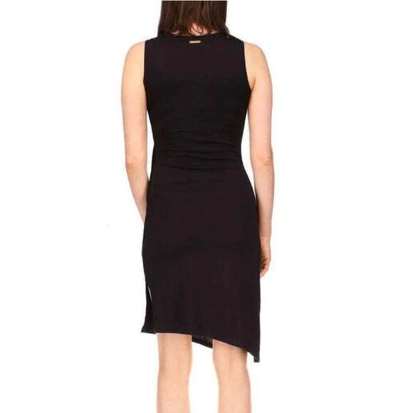 Michael Michael Kors NWT Basics Black Ruched Draped Asymmetrical Midi Dress XS - Picture 5 of 9